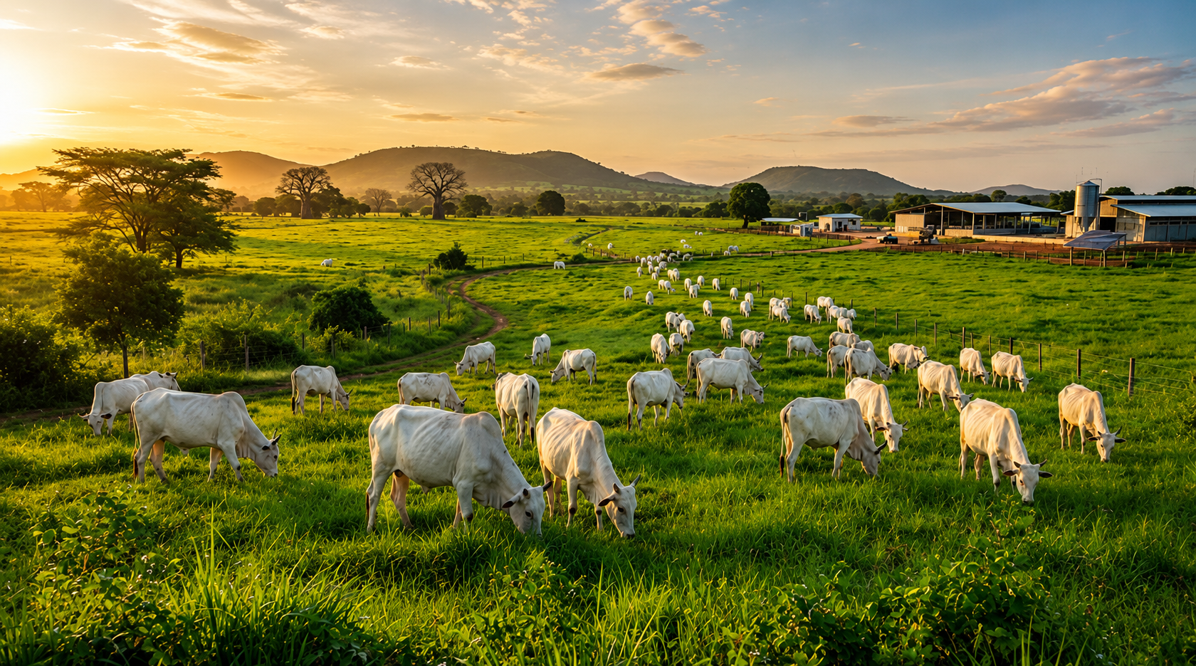 Farmers interacting in a lush field